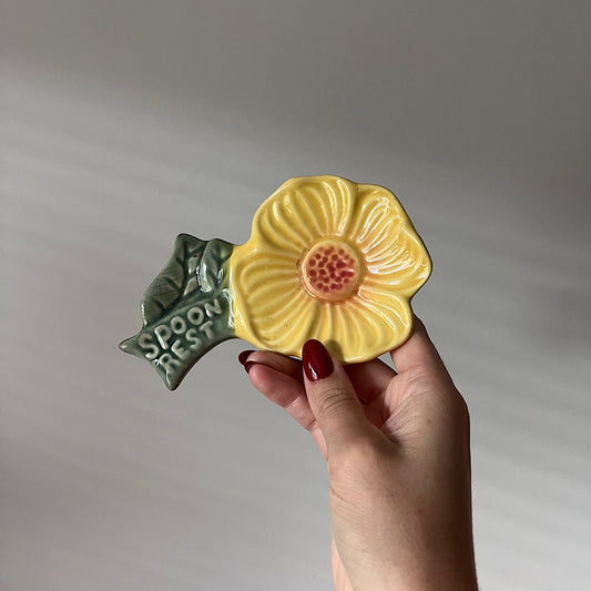 Vintage Flower Ceramic Spoon Rest