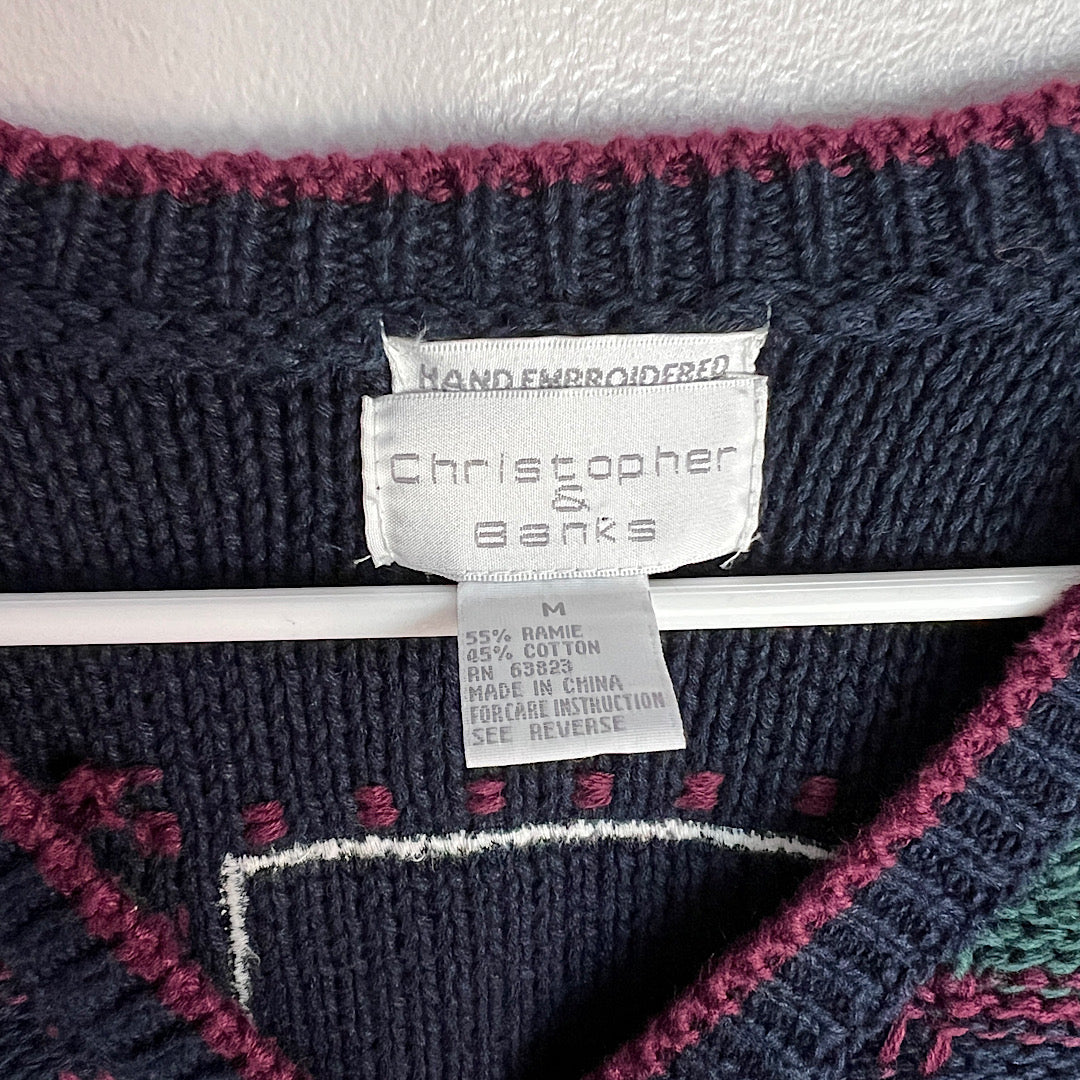 Vintage Christopher & Banks Hand Embroidered Sweater