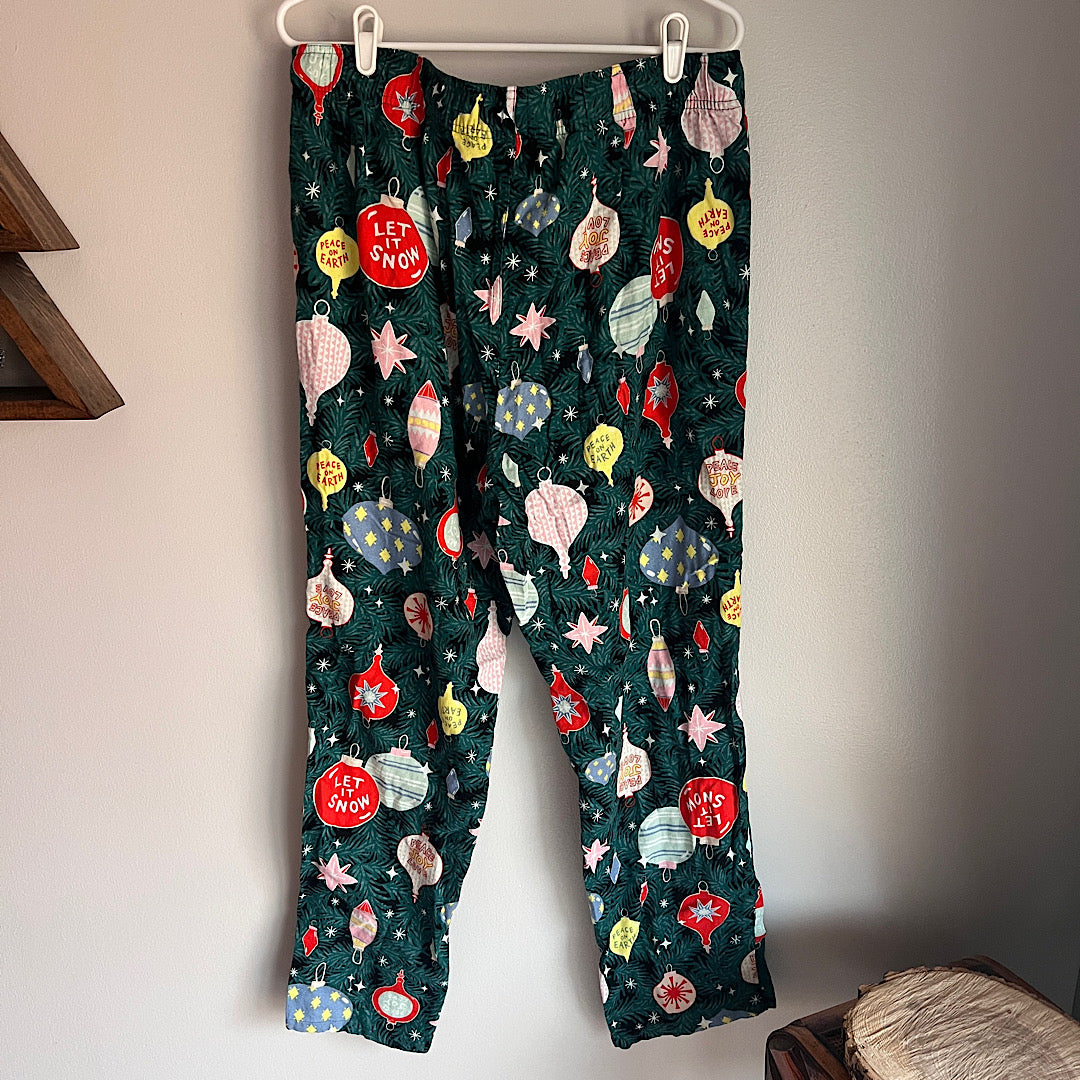 Old Navy Flannel Christmas Ornaments Pajamas Set