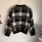 Vintage Plaid Checker Button Cardigan Sweater