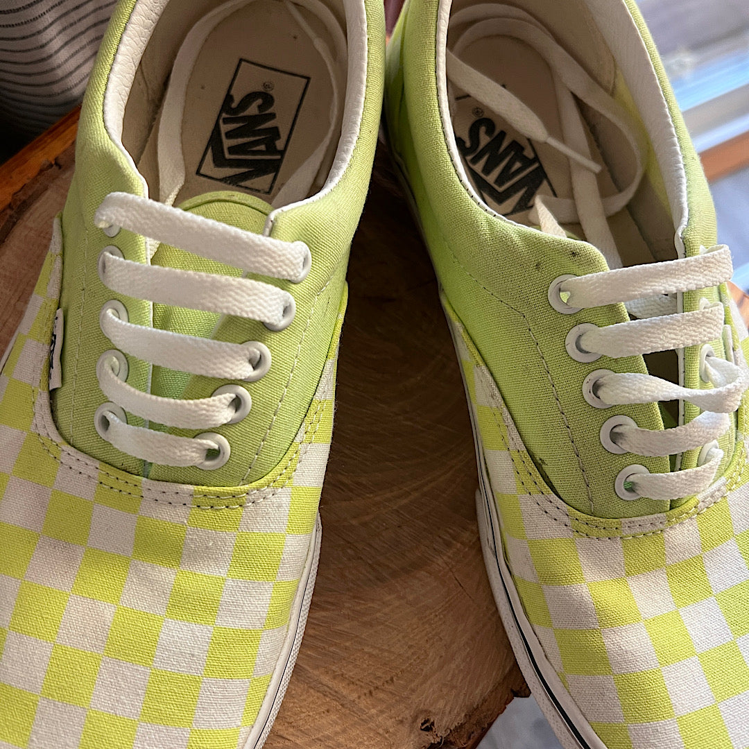 Vans Authentic Lime Checkerboard Sneakers (9.5 women's)