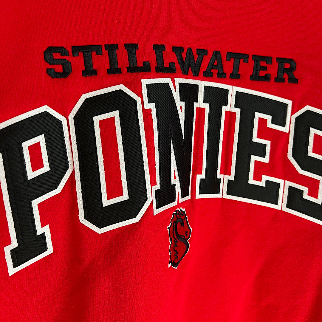 Stillwater Ponies Champion Embroidered Red Crewneck Sweatshirt