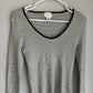 H&M Ribbed Black & White Striped Stretchy Knit Scoop Neck Long Sleeve