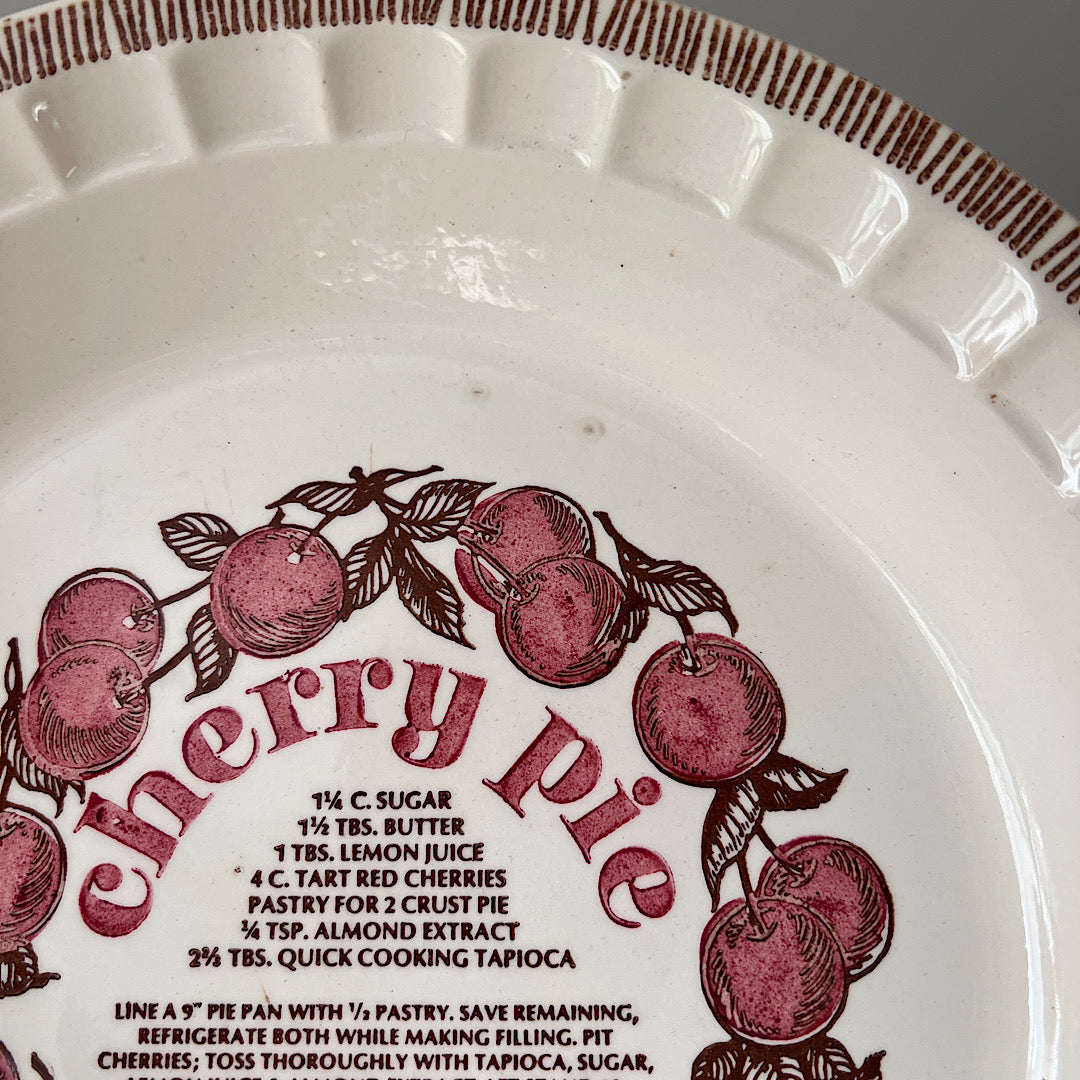Vintage 80s Royal China Cherry Pie Recipe Plate Dish