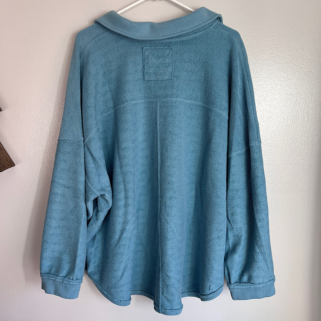 AE Oversized Herringbone Button Pullover Sweatshirt