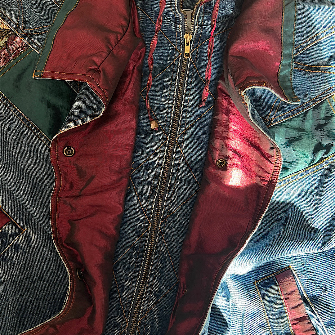 Vintage '80s Current Seen Denim Flannel Lined Jacket