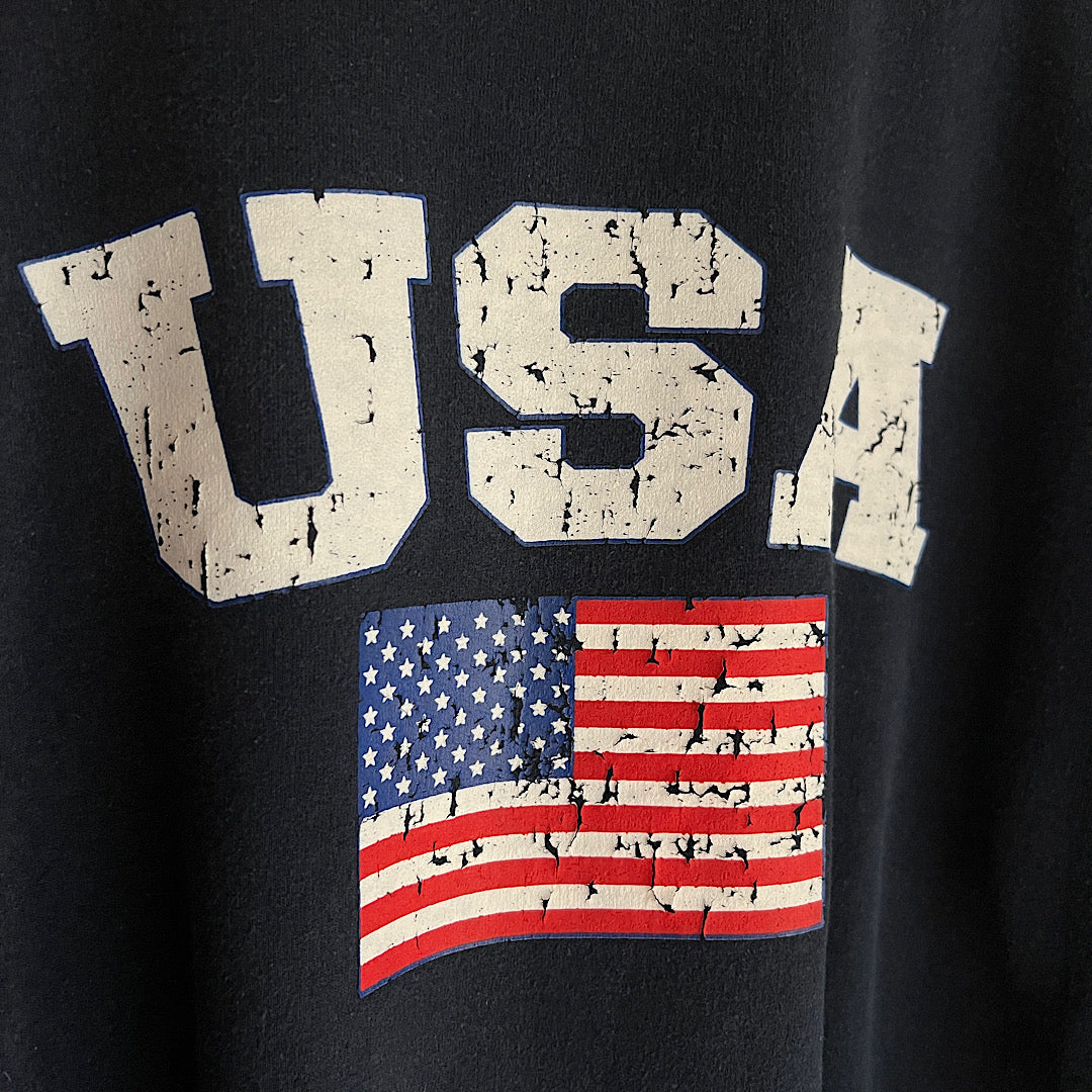 Vintage USA American Flag Navy Blue Crewneck Sweatshirt