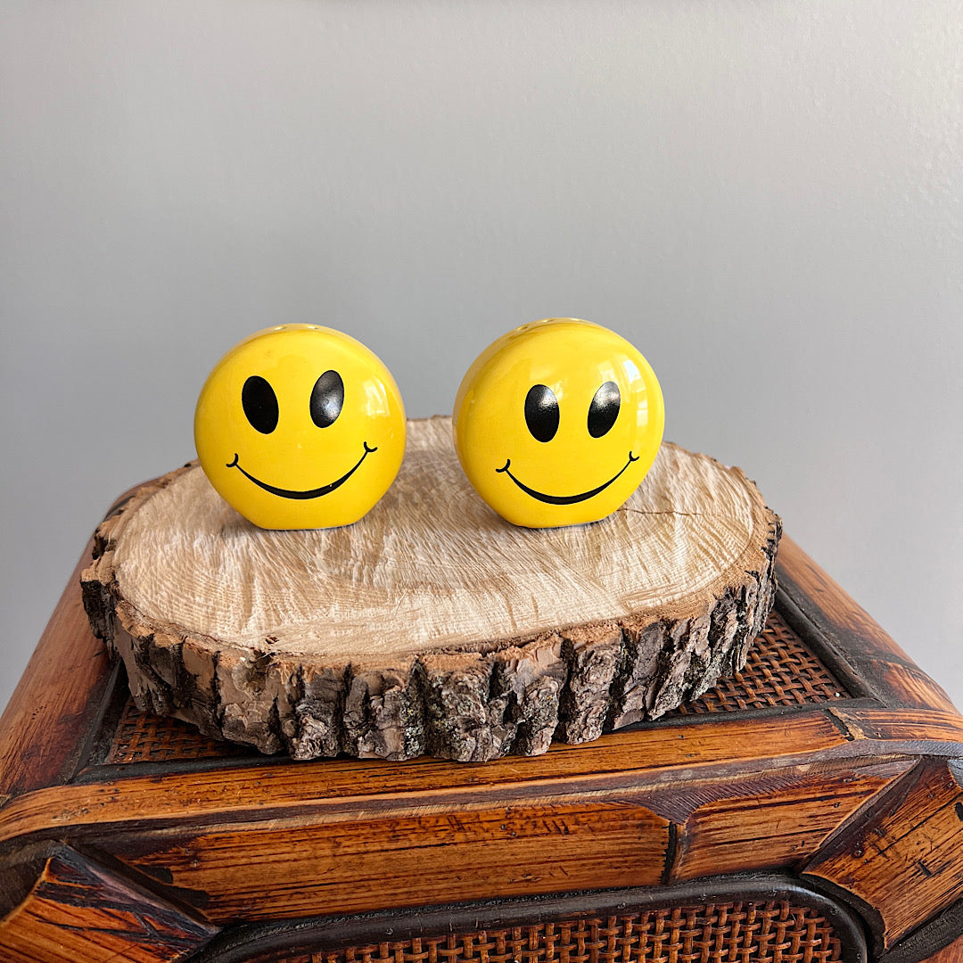 Vintage Smiley Face Salt & Pepper Shakers