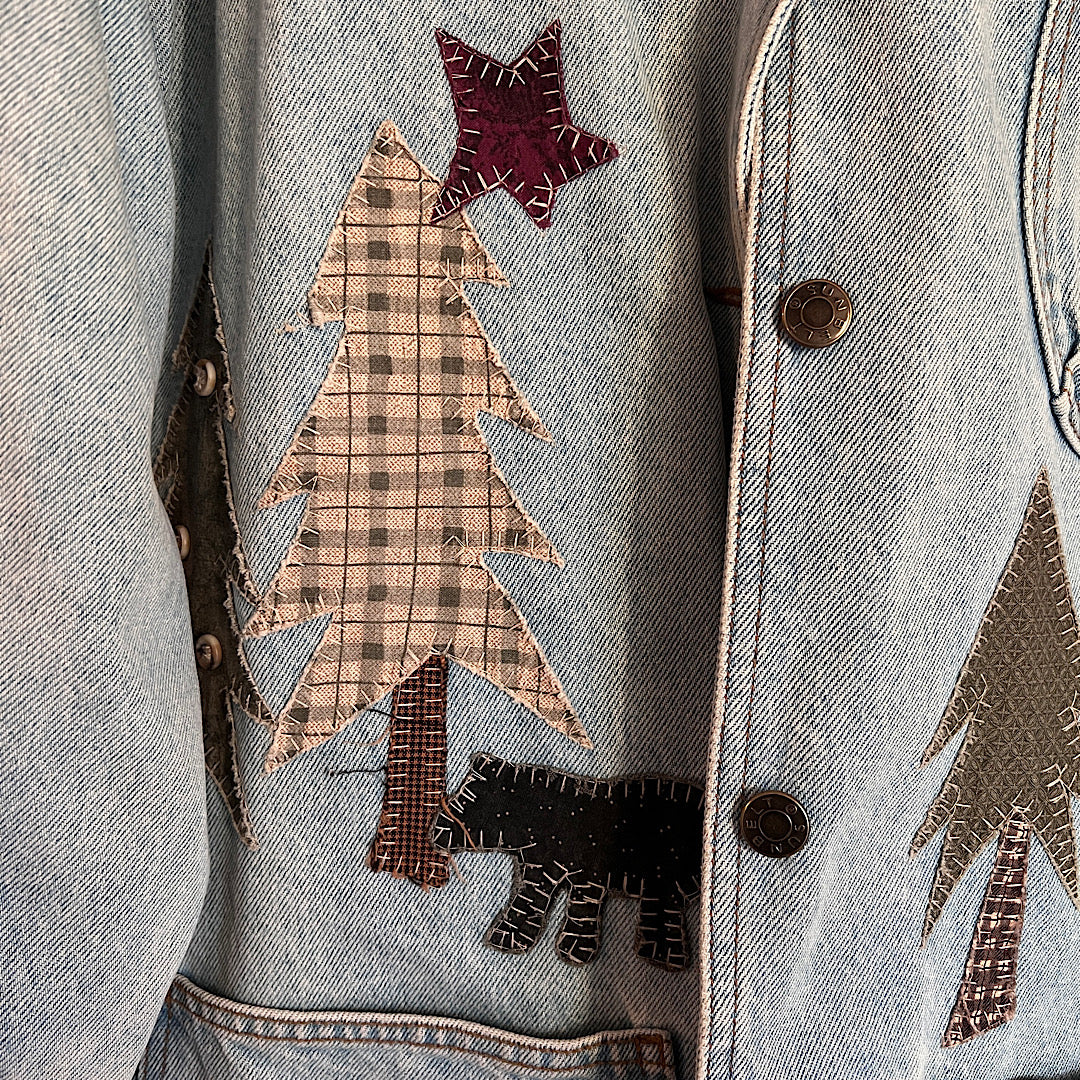 Vintage Sunbelt Stitched Trees & Stars Denim Jacket