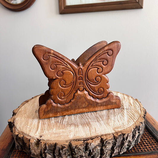 Vintage Wood Butterfly Napkin Mail Holder