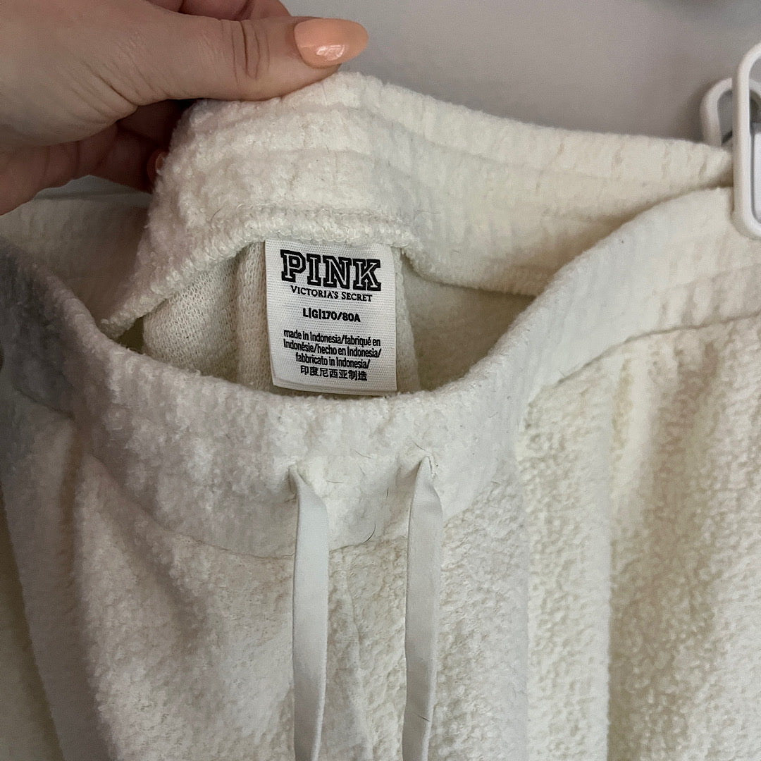 VS Pink Sherpa Hi Rise Double Stripe Jogger Sweatpants
