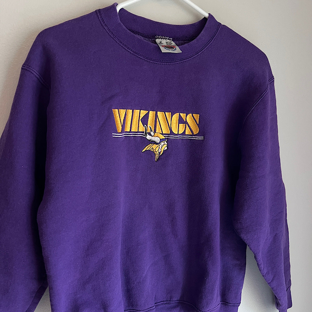 Vintage Youth Vikings Embroidered Crewneck Sweatshirt