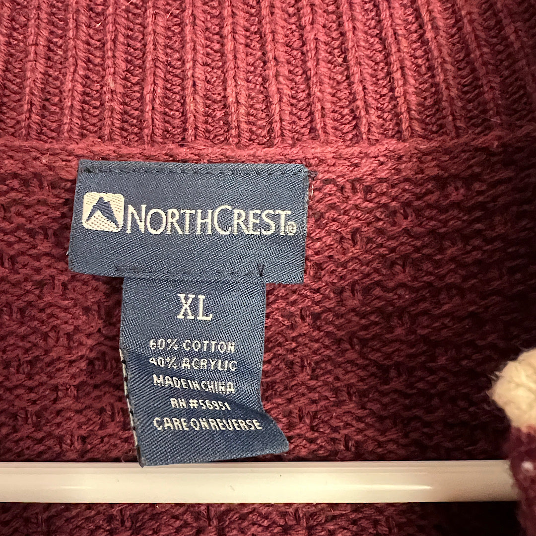 Vintage NorthCrest Fair Isle Zip Sweater