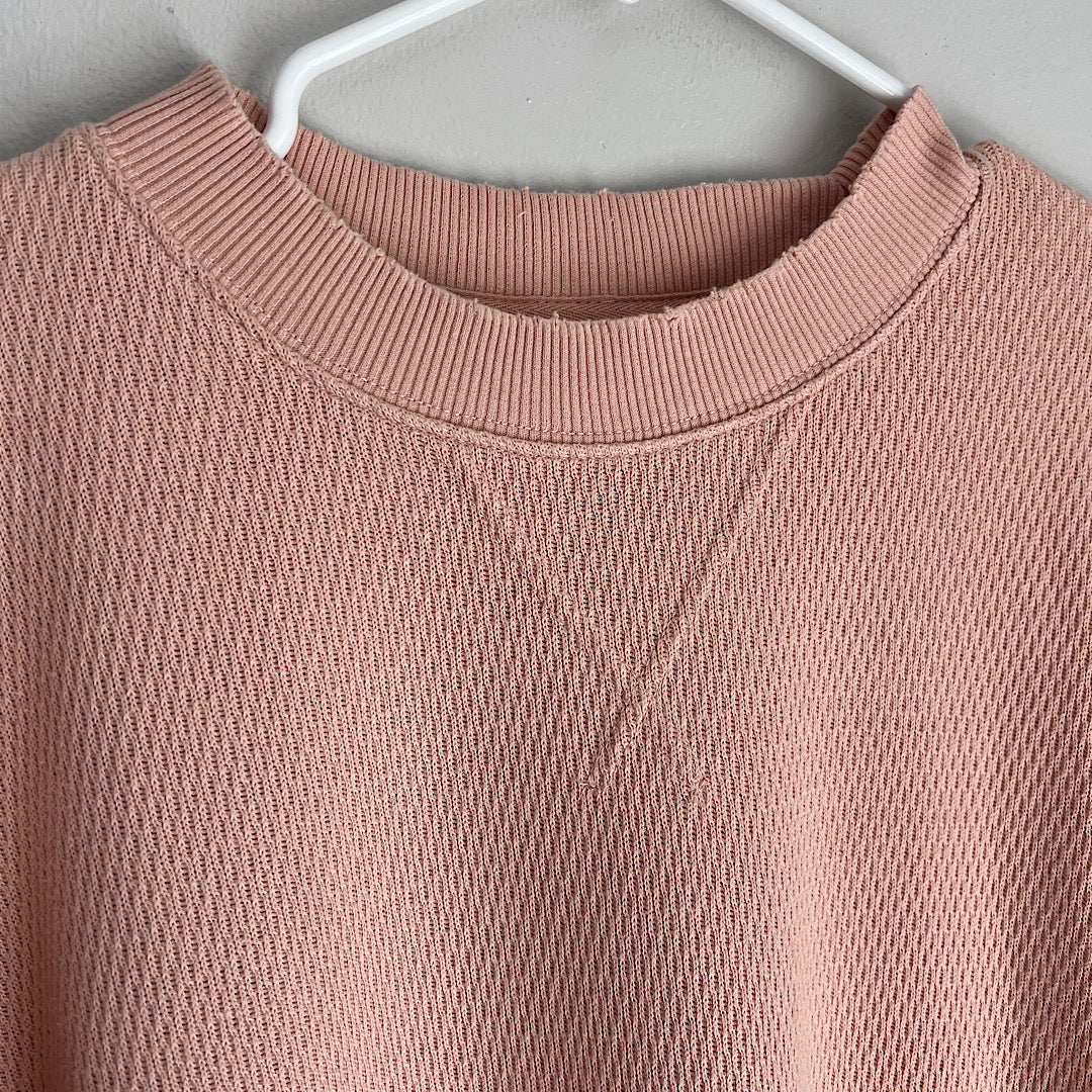 Aerie Oversized Blush Waffle Knit Crewneck Pullover Sweatshirt