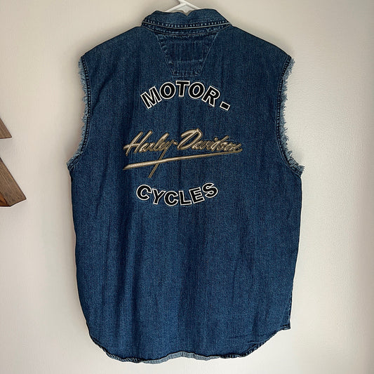 Vintage Harley Embroidered Denim Vest