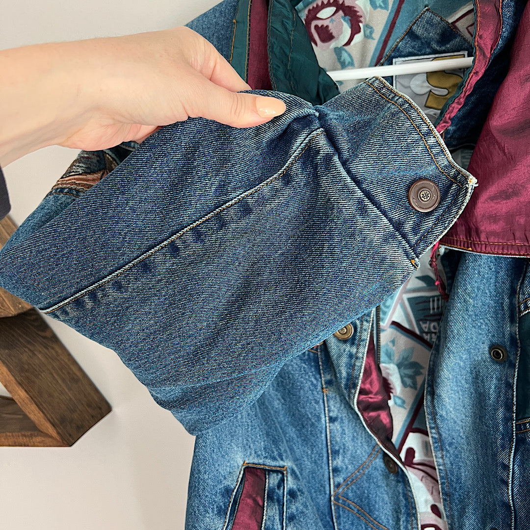 Vintage '80s Current Seen Denim Flannel Lined Jacket
