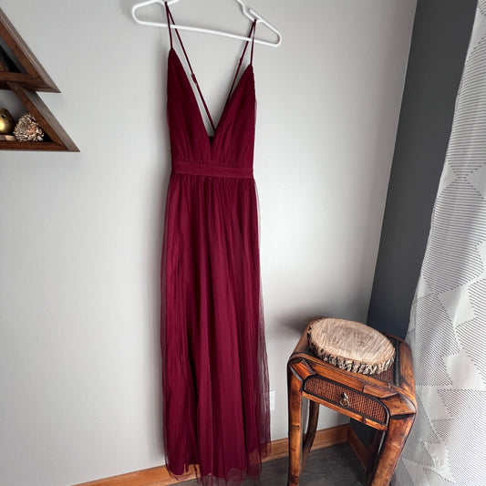 Lulus Rare Beauty Maroon Maxi Dress