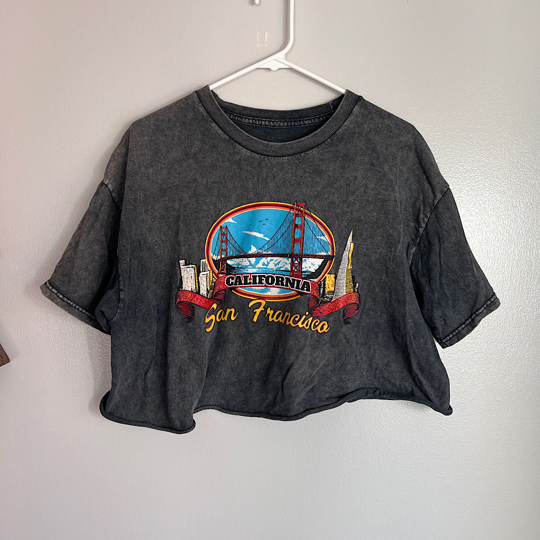 J. Galt Brandy Melville San Francisco Cropped Graphic Tee