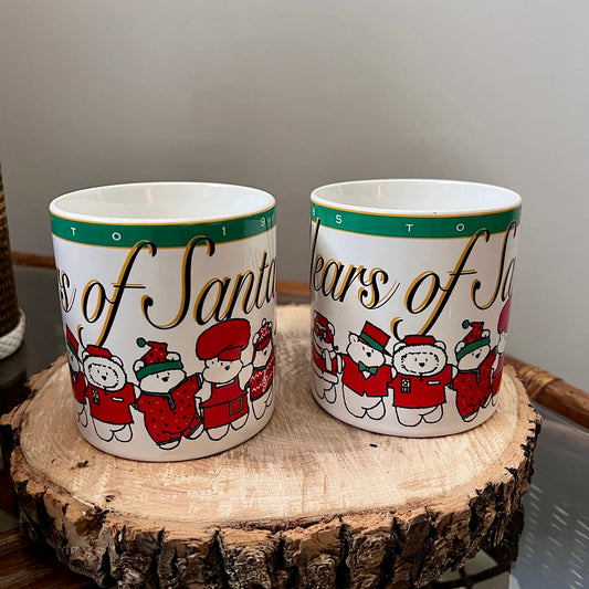 Vintage 1994 Dayton Hudson & Santabear 10 Years Mugs (set of 2)