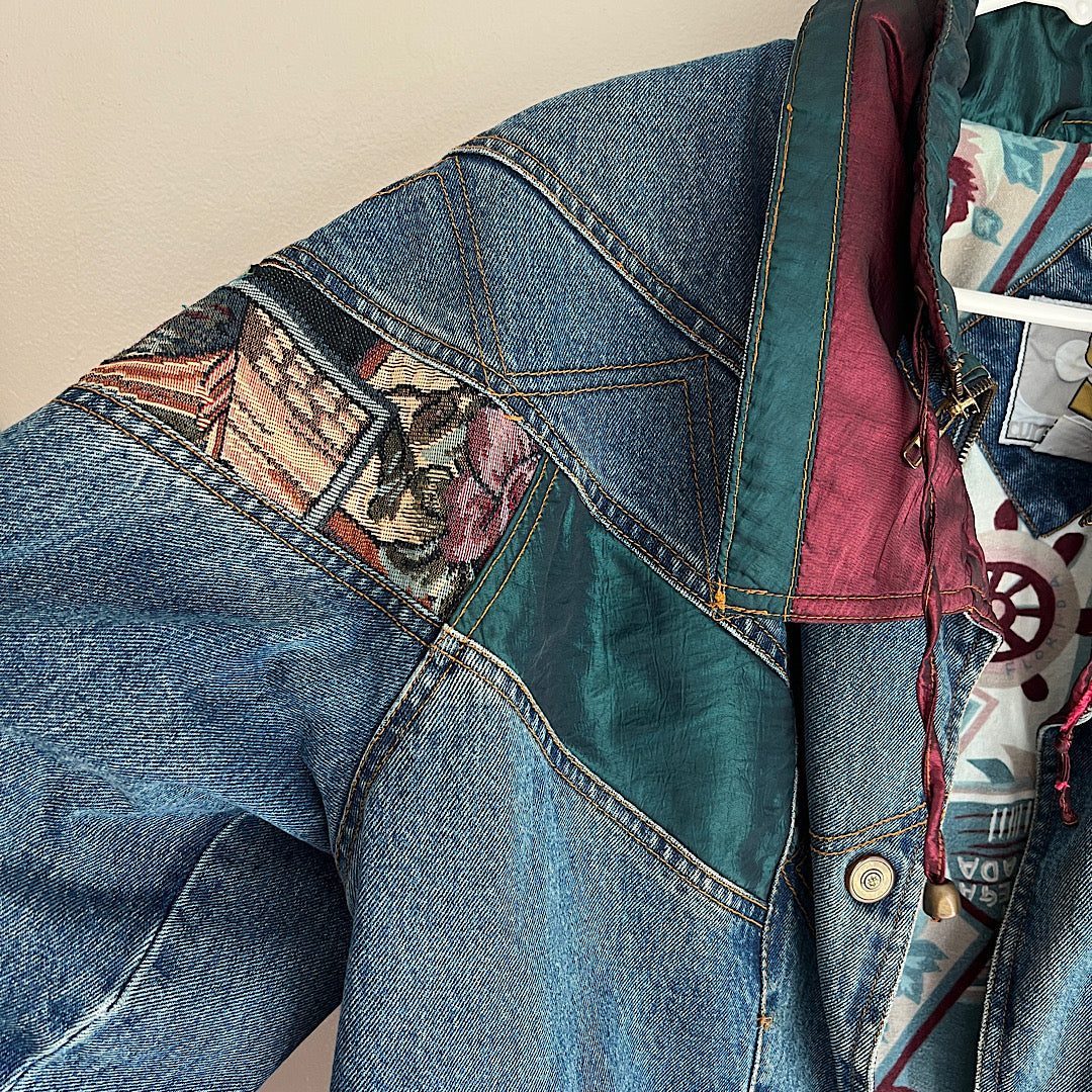 Vintage '80s Current Seen Denim Flannel Lined Jacket