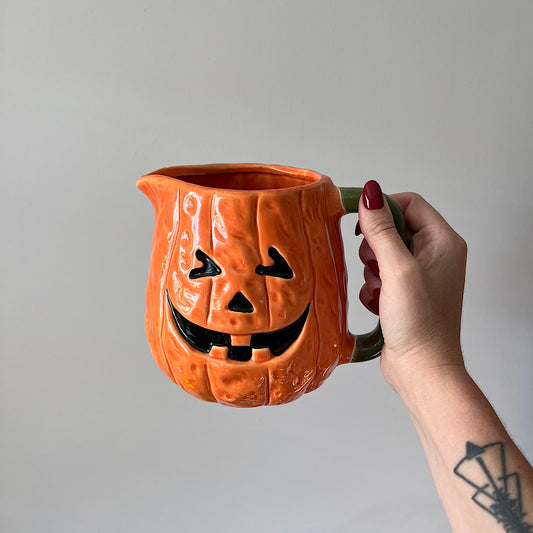 Jack o Lantern Pumpkin Ceramic Pitcher