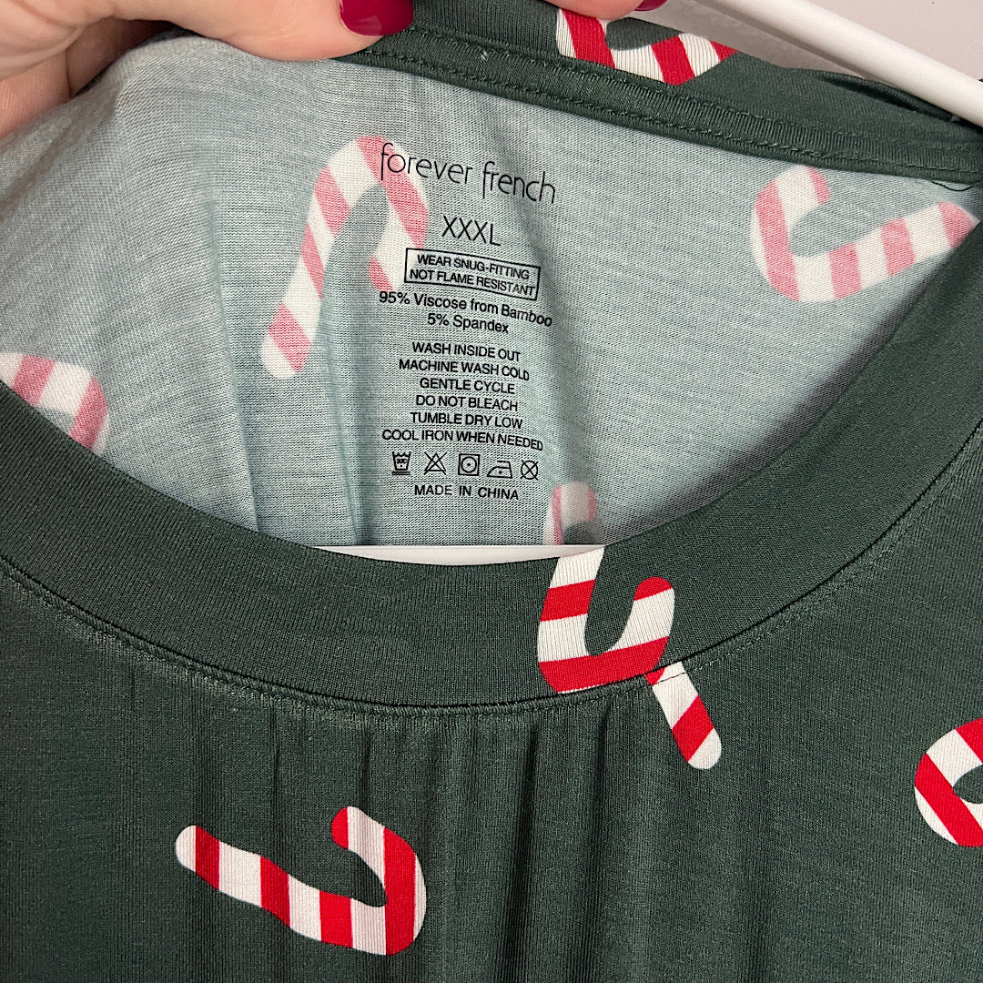 Forever French Candycane Christmas Pajamas Set