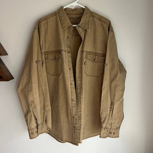 Vintage Faded Glory Tan Denim Button Up Shirt