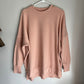 Aerie Oversized Blush Waffle Knit Crewneck Pullover Sweatshirt