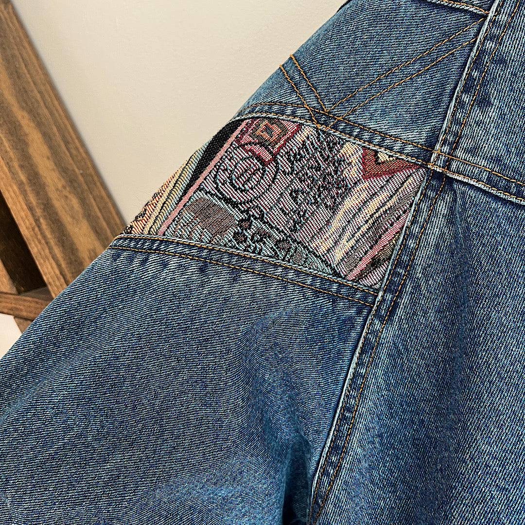 Vintage '80s Current Seen Denim Flannel Lined Jacket