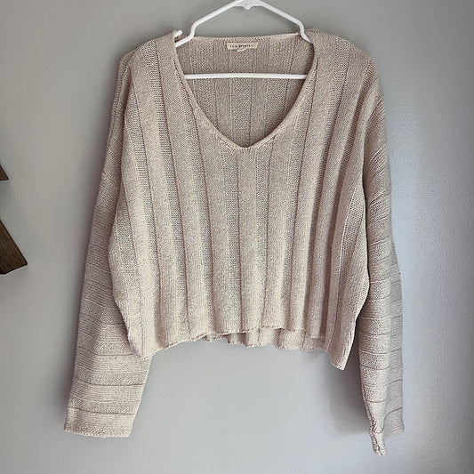 LA Hearts Cream Ribbed Sweater
