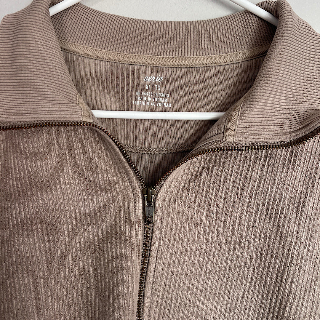 Aerie Oversized 1/4 Zip Ribbed Pullover