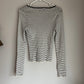 H&M Ribbed Black & White Striped Stretchy Knit Scoop Neck Long Sleeve