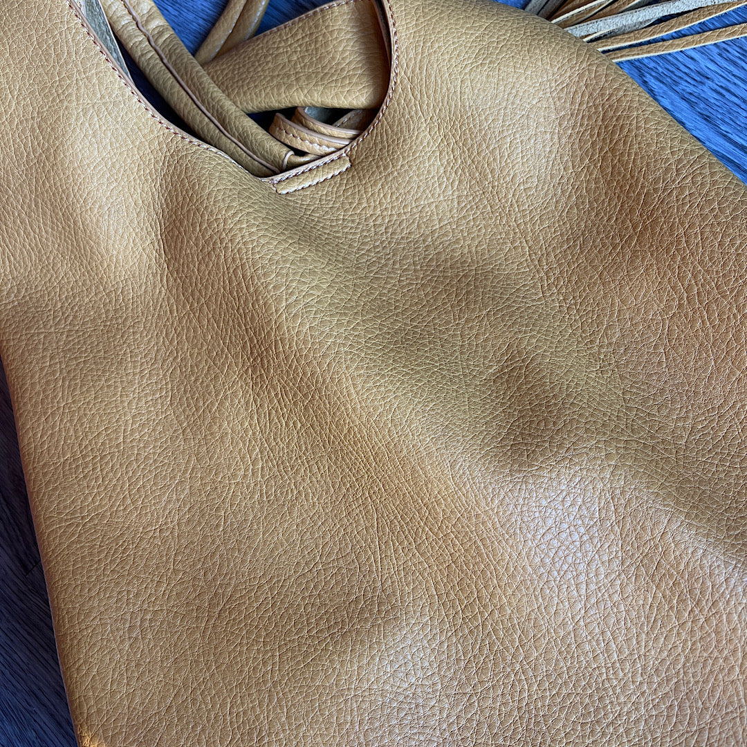 Mustard Leather-Like Bag/Purse with Tassel