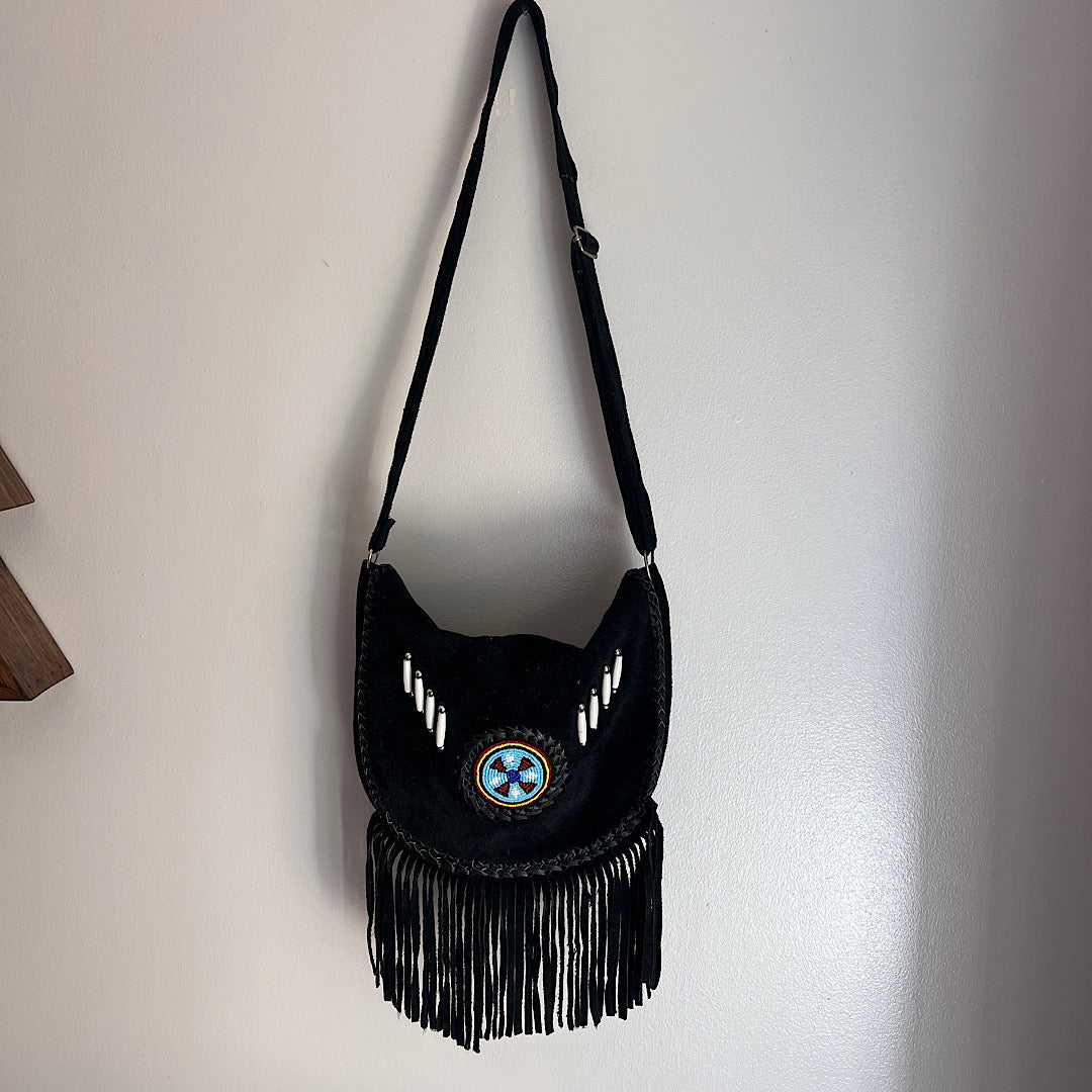 Suede Beaded Fringe Bag