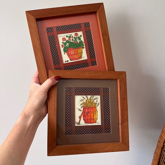 Vintage Fall Farmhouse Wooden Framed Artwork (set of 2)