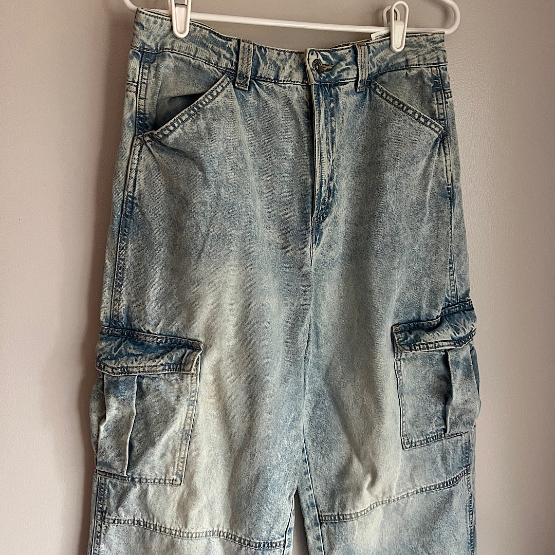 H&M Divided Hi-Rise Cargo Wide Leg Jeans