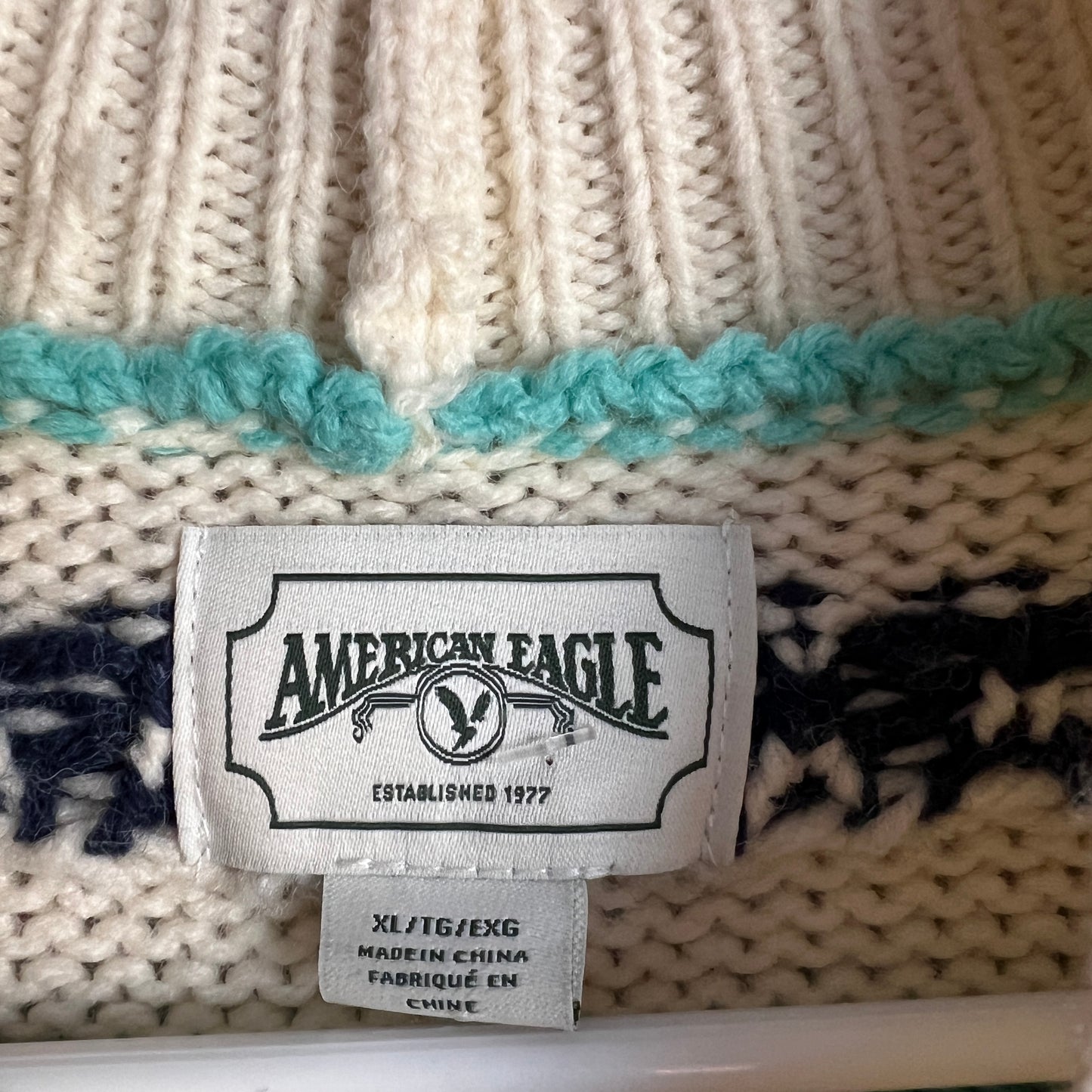 Vintage American Eagle Fair Isle Mock Neck Sweater