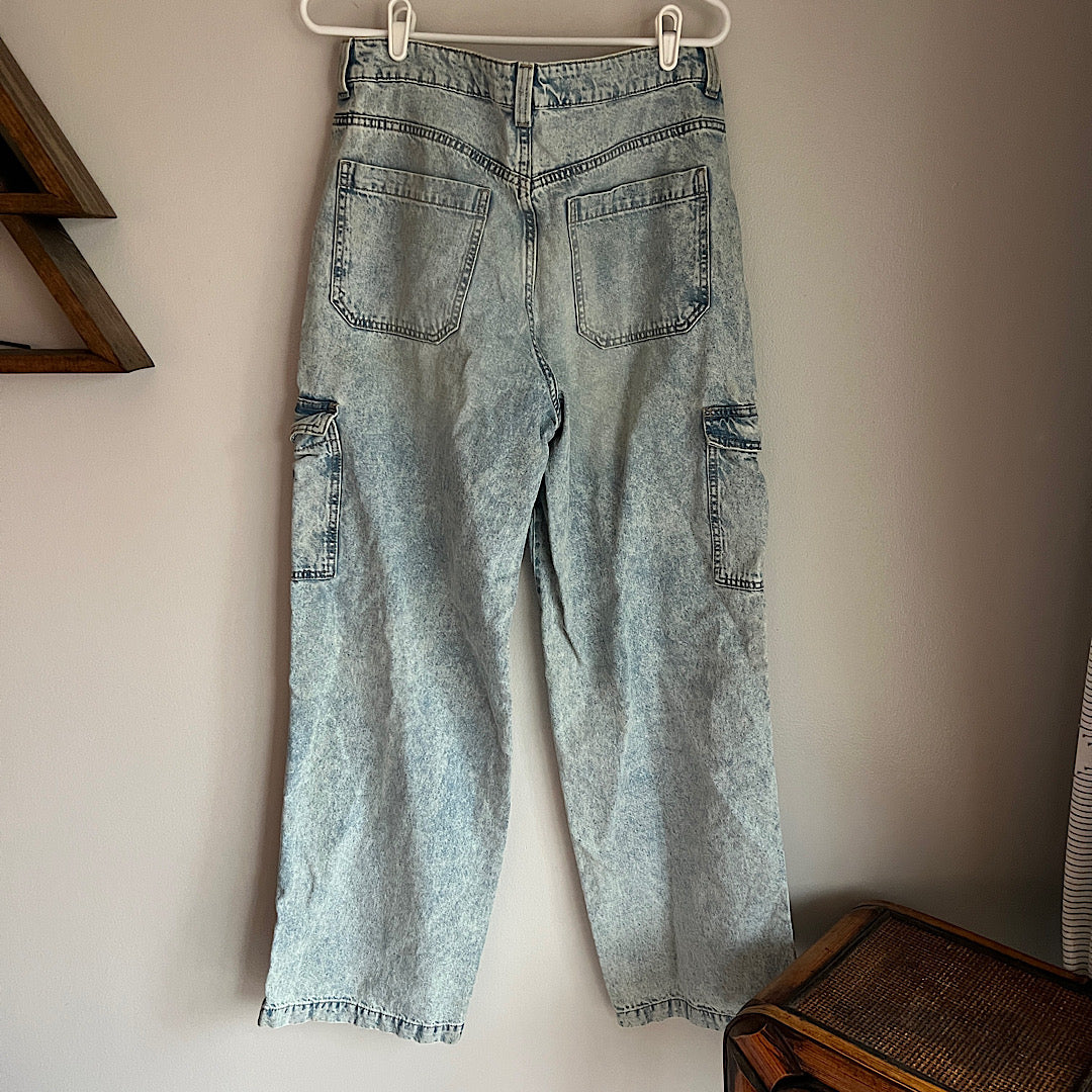 H&M Divided Hi-Rise Cargo Wide Leg Jeans