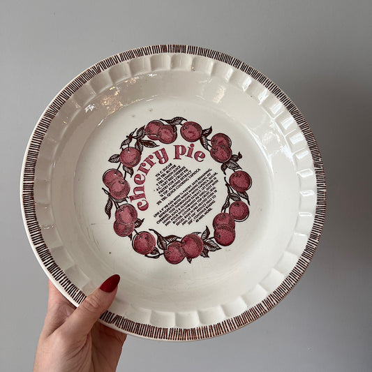 Vintage 80s Royal China Cherry Pie Recipe Plate Dish