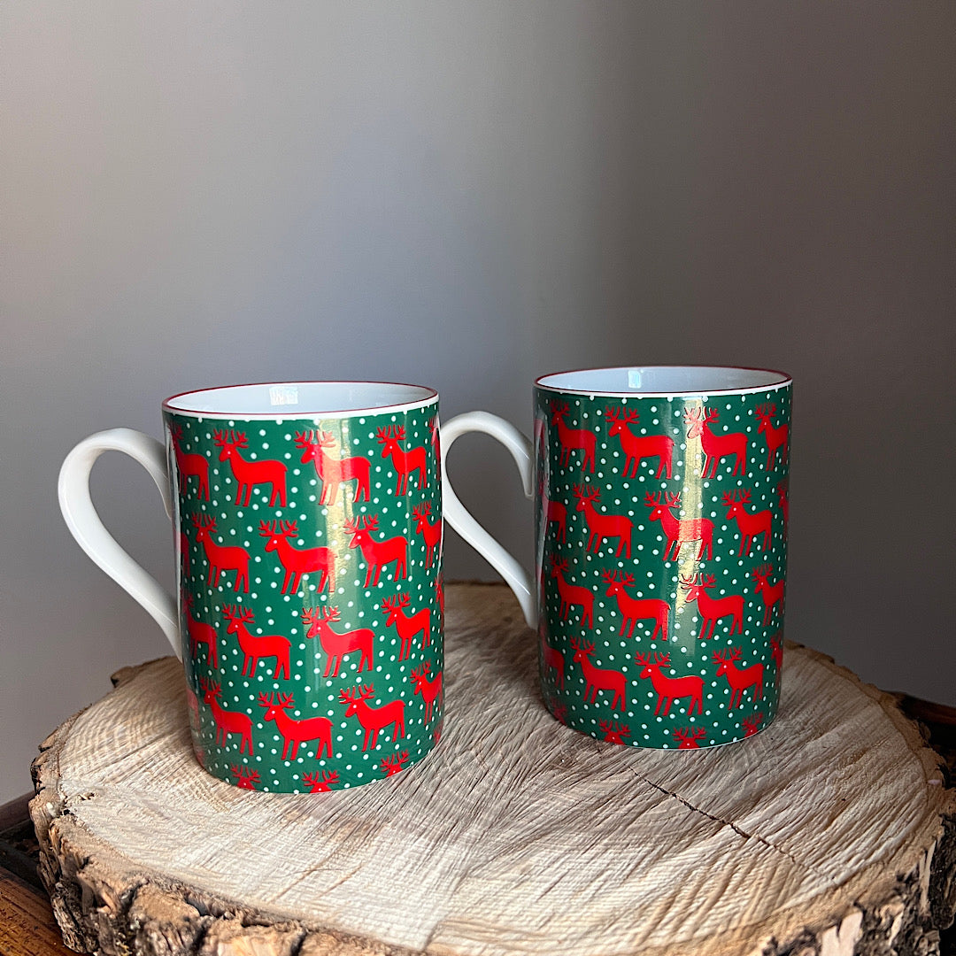 Vintage Department 56 'Reindeer, Reindeer' Mugs (set of 2)