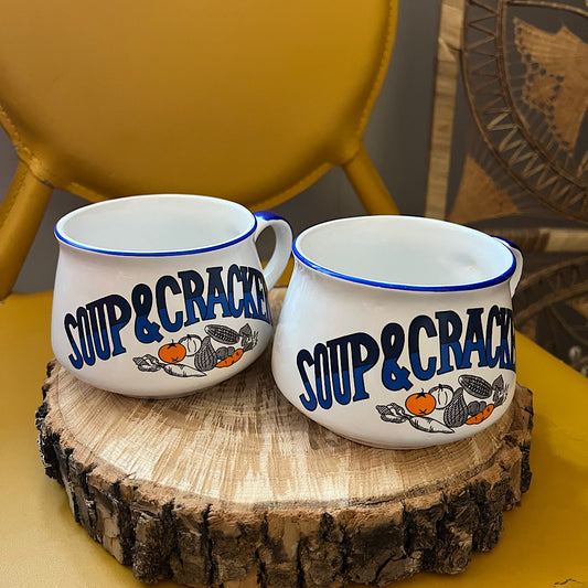 Vintage '70s Soup & Crackers Mugs (set of 2)