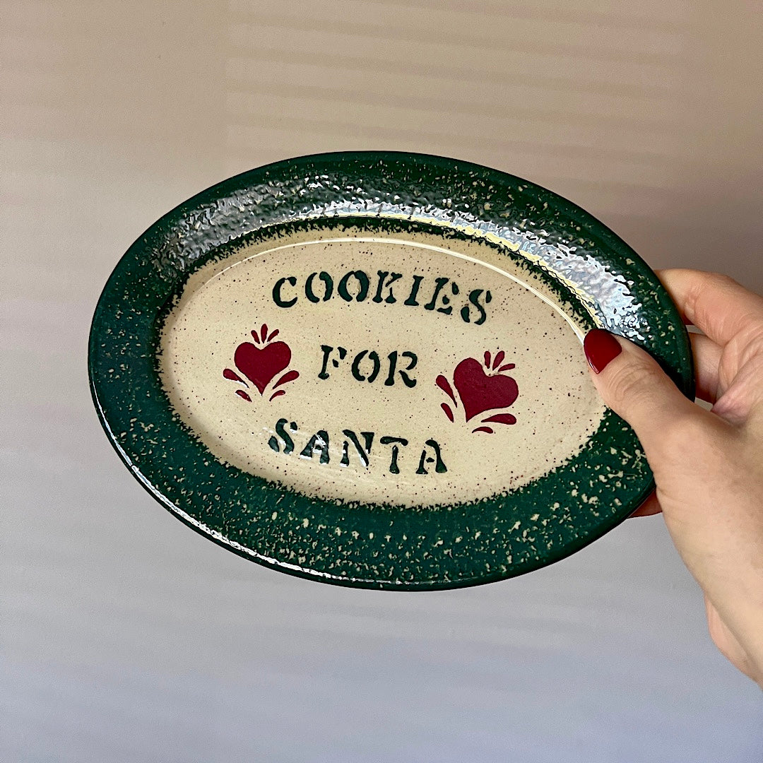 Vintage Pottery Oval Cookies for Santa Plate