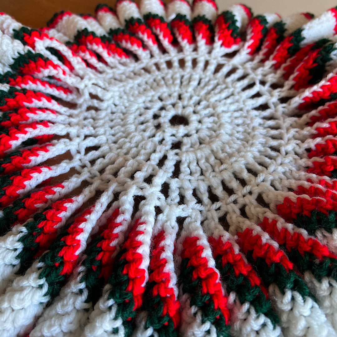 Vintage Crochet Christmas Doily Table Topper