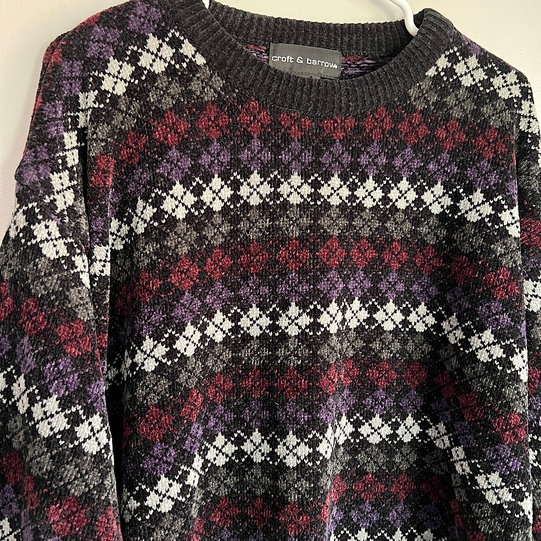 Vintage Croft & Barrow Argyle Print Sweater