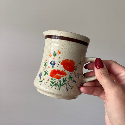 Vintage Floral Haniwa Stoneware Mini Pitcher