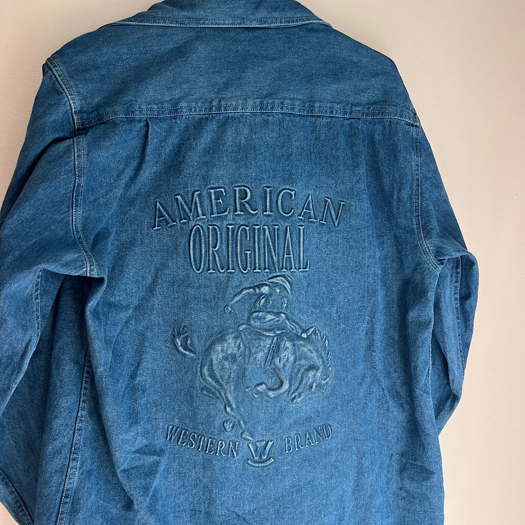 Vintage Embossed American Original Western Brand Denim Shacket