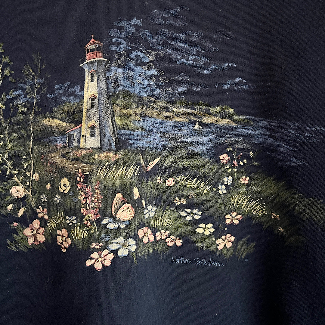 Vintage Northern Reflections Lighthouse Collared Grandma Sweatshirt