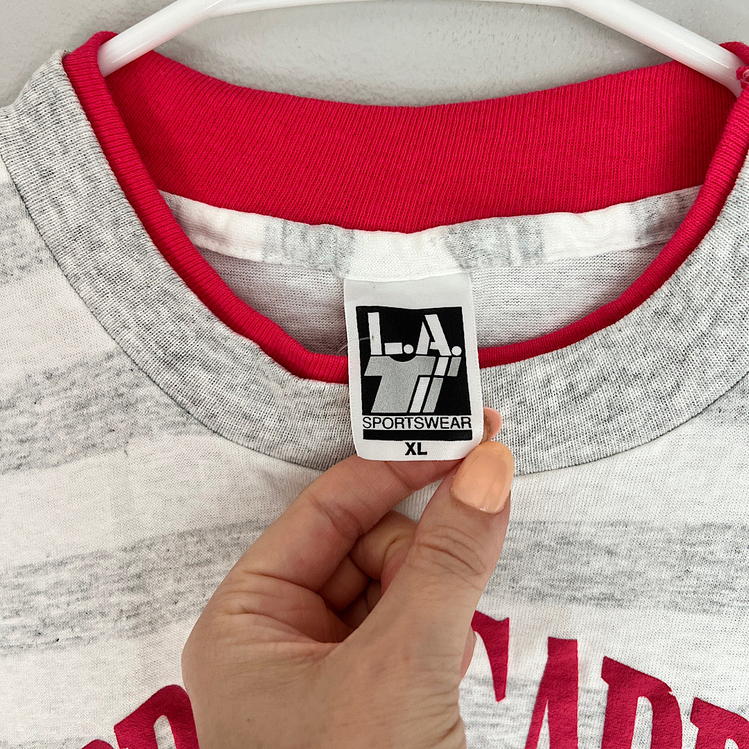 Vintage L.A.T Sportswear Cypress Gardens Florida Hot Pink Double Collar Striped Tee