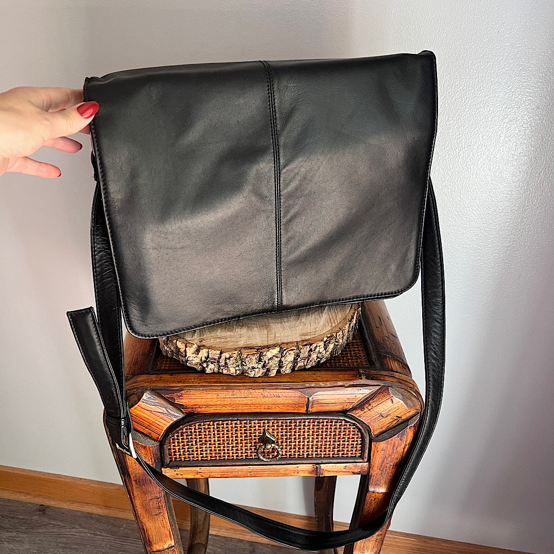 Black Leather Laptop/Work Bag Pelle Studio