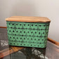 Green Decorative Tin Box with Wood Lid